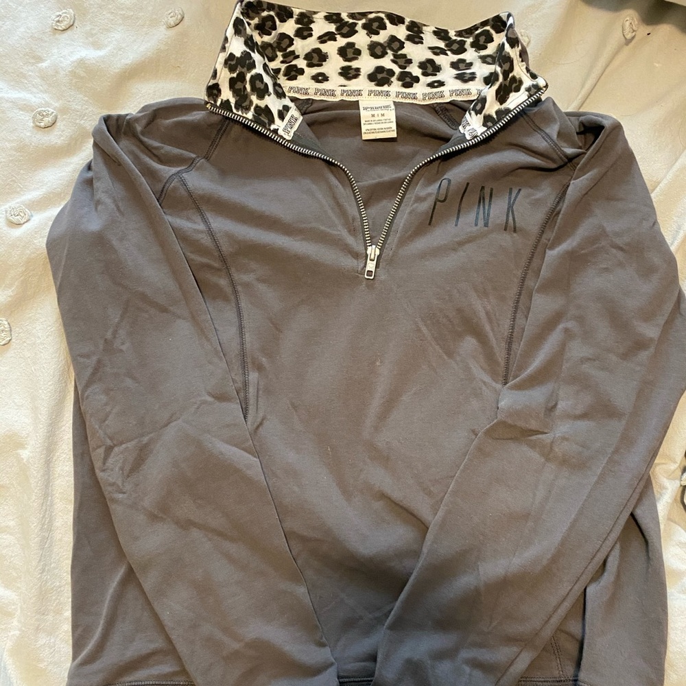 Dark grey athletic quarter-zip from PINK